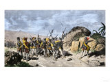 Francisco Pizarro Draws a Line in the Sand in Panama Daring His Men to Follow Him to Peru, c.1530 Giclée-Druck