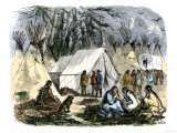 Traders Canoeing with Native Americans to Buy Buffalo Hides and Furs, c.1800 Giclee Print Traders Canoeing with Native Americans to Buy Buffalo Hides and Furs, c.1800 Giclee Print