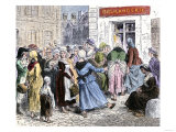 Crowd of Angry Women at the Door of a Bakery during the French Revolution Giclee Print