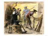 Gunsmiths Forging Muskets for the Minutemen Before the American Revolution, c.1770 Giclee Print
