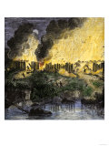 Destruction of the Pequot Village by New England Colonists, c.1637 Lámina giclée Destruction of the Pequot Village by New England Colonists, c.1637 Lámina giclée