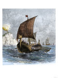 Danish Viking Ship, Raven, at Sea Giclée-tryk Danish Viking Ship, Raven, at Sea Giclée-tryk