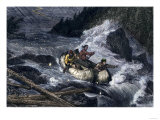 Fur-Traders' Canoes Imperiled by Rapids on the Red River of the North Giclee Print