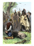 Pocahontas Appeals to Powhatan to Spare John Smith's Life, Virginia Colony, c.1600 Giclee Print
