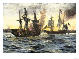 John Paul Jones in Command of the Ranger in Battle with the British Ship Drake Giclee Print