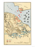 Map of the Battle of Yorktown where the British Army Was Defeated by the American and French, c.178 Lámina giclée Map of the Battle of Yorktown where the British Army Was Defeated by the American and French, c.178 Lámina giclée