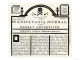Pennsylvania Journal and Weekly Advertiser Protesting the Stamp Act, c.1765 Lámina giclée Pennsylvania Journal and Weekly Advertiser Protesting the Stamp Act, c.1765 Lámina giclée