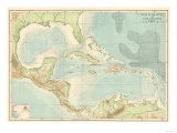 Chart of the West Indies Sea Depths and Land Elevations Giclee Print