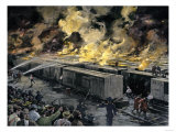 Rioters Burning 600 Freight-Cars during the Pullman Strike, Chicago, c.1894 Giclee Print