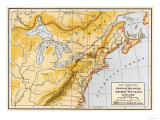 Map Showing British Colonies and Northern New France during the French and Indian War, c.1750 Giclee Print