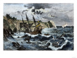 Wreck of Columbus's Flagship Santa Maria on the Coast of Hispaniola, c.1492 Giclee Print