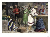 Native Americans Exchanging Furs for Goods at a Hudson Bay Company Post Giclee Print
