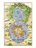 Tenochtitlan, Capital City of Aztec Mexico, an Island Connected by Causeways to Land, c.1520 - Giclee Baskı Tenochtitlan, Capital City of Aztec Mexico, an Island Connected by Causeways to Land, c.1520 - Giclee Baskı