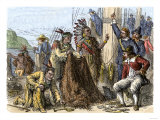 Native Americans Aboard Ship to Trade Their Furs to Europeans Giclee Print