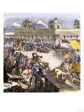 Spanish Invaders Attacked by the Aztecs in Tenochtitlan during la Noche Triste, c.1520 Lámina giclée Spanish Invaders Attacked by the Aztecs in Tenochtitlan during la Noche Triste, c.1520 Lámina giclée
