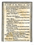 List of Boston Merchants to Be Boycotted for Importing British Goods, c.1770 Giclee Print