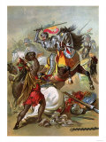Hernando Cortes Loses Two Horses in Battle with Tlaxcalan Natives in Conquering Mexico, c.1519 Giclee Print