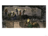 Miners Digging and Loading Coal Into an Underground Mule-Drawn Cart in Pennsylvania, c.1860 Digitálně vytištěná reprodukce Miners Digging and Loading Coal Into an Underground Mule-Drawn Cart in Pennsylvania, c.1860 Digitálně vytištěná reprodukce