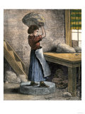Girl Throwing Clay to Drive Out Air in a Pottery Factory, Trenton New Jersey, c.1870 Giclee Print