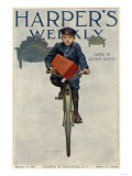 Florist's Delivery Boy on a Bicycle, Harper's Weekly Cover for March 11, 1911 reproduction procédé giclée