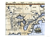 Hennepin's Map of New France and Louisiana - la Carte de la Nouvelle France, c.1683 Giclee Print