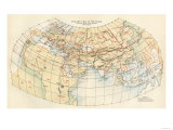 Ptolemy's Map of the World Shown in Red, True Locations in Black Giclee Print