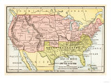 Map of the United States in 1861, at the Start of the Civil War Giclee Print