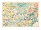 Map of the Great Lakes and the St. Lawrence Watershed Giclee Print