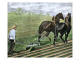 Farmer Plowing Sod with a Team of Horses, c.1800 Giclee Print