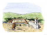 Typical Arrangement of a Spanish Colonial Mission Settlement in North America Giclee Print
