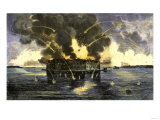 Confederate Bombardment of Fort Sumter, Starting the American Civil War, c.1861 Reproduction procédé giclée