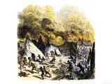 Captain Mason's Attack on the Pequot's Fortified Village, c.1637 Lámina giclée Captain Mason's Attack on the Pequot's Fortified Village, c.1637 Lámina giclée
