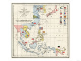 Map of the China Seas, Philippines, and European Colonies in the Region, c.1898 Giclee Print