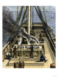Trying Out - Boiling Whale Bubber for Oil on a Whaling Ship, c.1800 Reproduction procédé giclée