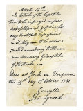 Capitulation Document from Lord Cornwallis to General Washington at Yorktown, c.1781 Giclee Print