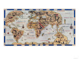 Dauphin Map by Pierre Desceliers Made for Prince Henry, c.1546 Reproduction procédé giclée