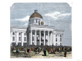Jefferson Davis Inaugurated as President of the Confederate States of America, c.1861 reproduction procédé giclée
