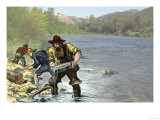 Prospector Panning for Gold Near Sutter's Mill in the American River, Coloma, California Giclee Print