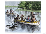 Jacques Marquette and Louis Joliet on the Upper Mississippi River in Canoes, c.1673 Giclee Print