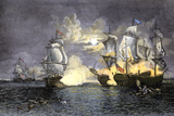 John Paul Jones's Ship, Bon Homme Richard, Defeating the British Serapis, c.1779 - Giclee Baskı John Paul Jones's Ship, Bon Homme Richard, Defeating the British Serapis, c.1779 - Giclee Baskı