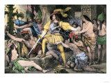 Cortes Orders an End to the Aztec Practice of Human Sacrifice after the Conquest of Mexico City Giclee Print