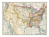 Map of the United States in 1819, Showing Territory under Spanish and British Control Giclee Print