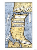 First Map of the Strait of Magellan from Magellan's Circumnavigation of the Earth in 1519 Giclee Print