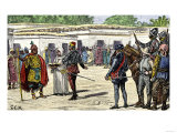 Meeting Between Spanish Conqueror Pizarro and Inca Leader Atahualpa Lámina giclée Meeting Between Spanish Conqueror Pizarro and Inca Leader Atahualpa Lámina giclée