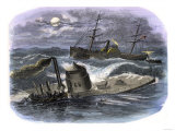 Sinking of the Ironclad USS Monitor in a Gale Off North Carolina, c.1862 Giclee Print