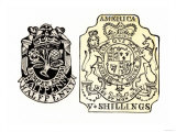 British Stamps for America Issued under the Stamp Act for a Half-Penny and Five Shillings Giclee Print