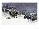 George Washington's Army Crossing the Icy Delaware River to Attack Trenton, December 1776 Lámina giclée George Washington's Army Crossing the Icy Delaware River to Attack Trenton, December 1776 Lámina giclée