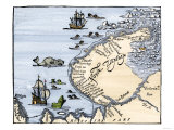 Early Map Showing Nova Zembla Off the Arctic Coast of Russia, Probably 1600 Giclee Print