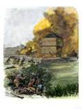 Attack on Fort King by Native Americans under Osceola during the Seminole Wars, c.1835 Lámina giclée