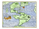 New World Geography According to a Mapmaker of 1540 Giclée-Druck